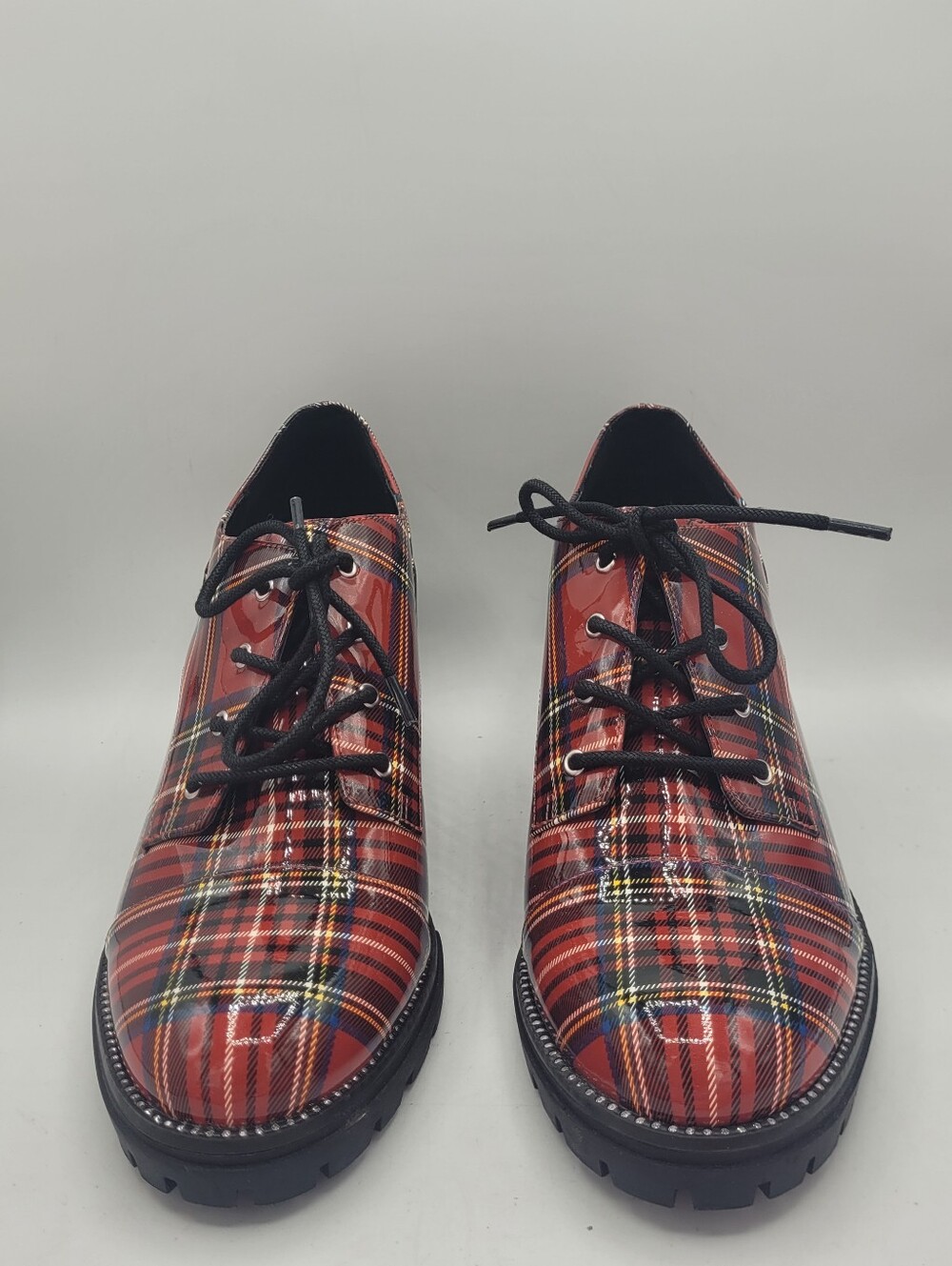 Jessica Simpson Resina red plaid Tartan chunky 3.25" heel oxfords - Picture 13 of 16
